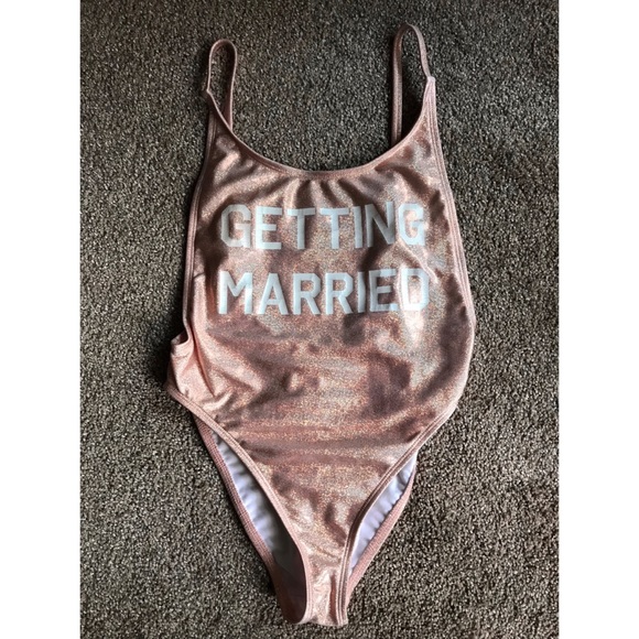 Fashion Nova Other - Pink Glitter Bride Bachelorette Swimsuit bodysuit